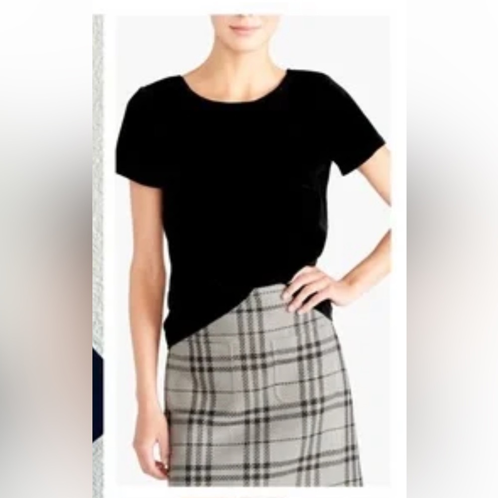 J. Crew Factory Black Velvet Back Keyhole Short-Sleeved T-Shirt, M